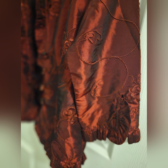 Agora Satin Ruffled Blazer, size Medium - Picture 7 of 7